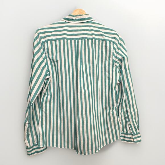 UNTUCKit For Her Cole Green White Stripe Button Down Shirt Women’s 10 Preppy EUC - Picture 4 of 4